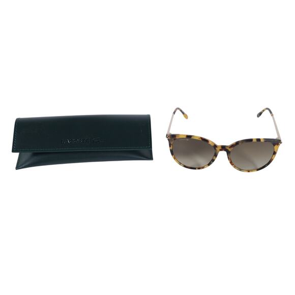 Lacoste Round Oval Oversized Women\'s Sunglasses - Yellow Havana / Brown - NWT